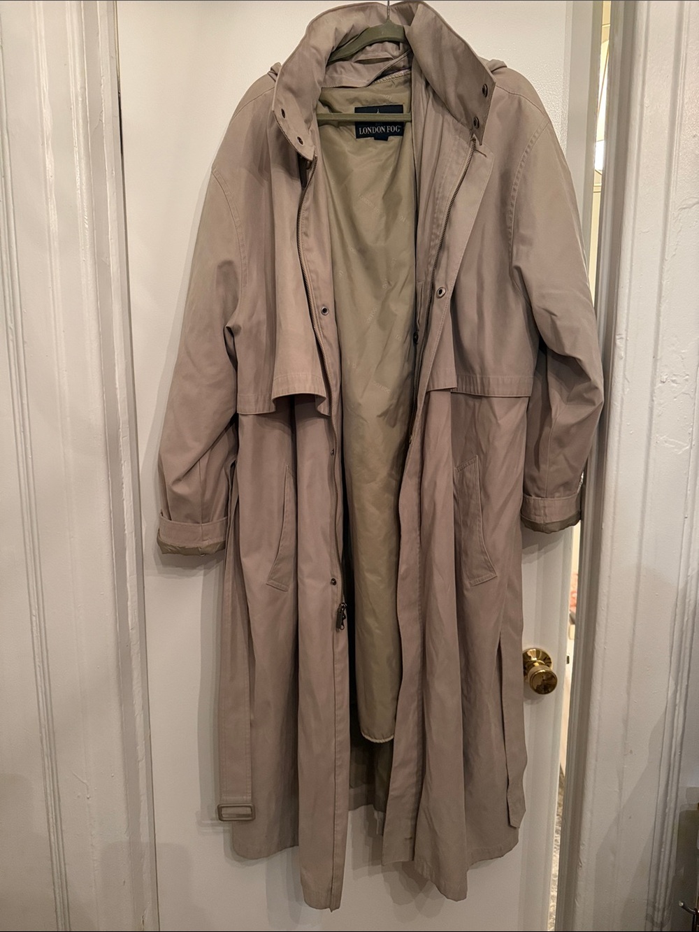 Vintage London Fog Light Beige Long Trench Coat with Lining